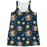 Cute Cartoon Aquarius Pattern Print Women's Racerback Tank Top