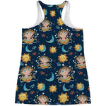 Cute Cartoon Aquarius Pattern Print Women's Racerback Tank Top