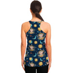 Cute Cartoon Aquarius Pattern Print Women's Racerback Tank Top