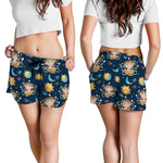 Cute Cartoon Aquarius Pattern Print Women's Shorts