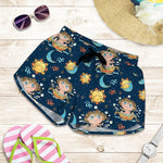 Cute Cartoon Aquarius Pattern Print Women's Shorts