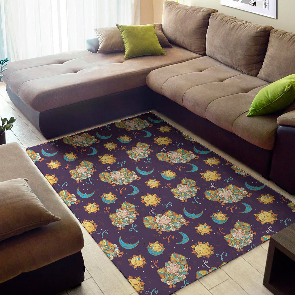 Cute Cartoon Aries Pattern Print Area Rug