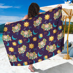 Cute Cartoon Aries Pattern Print Beach Sarong Wrap