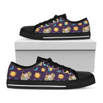 Cute Cartoon Aries Pattern Print Black Low Top Shoes