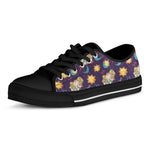 Cute Cartoon Aries Pattern Print Black Low Top Shoes