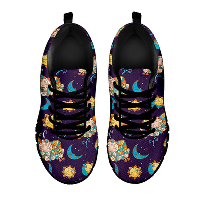 Cute Cartoon Aries Pattern Print Black Sneakers