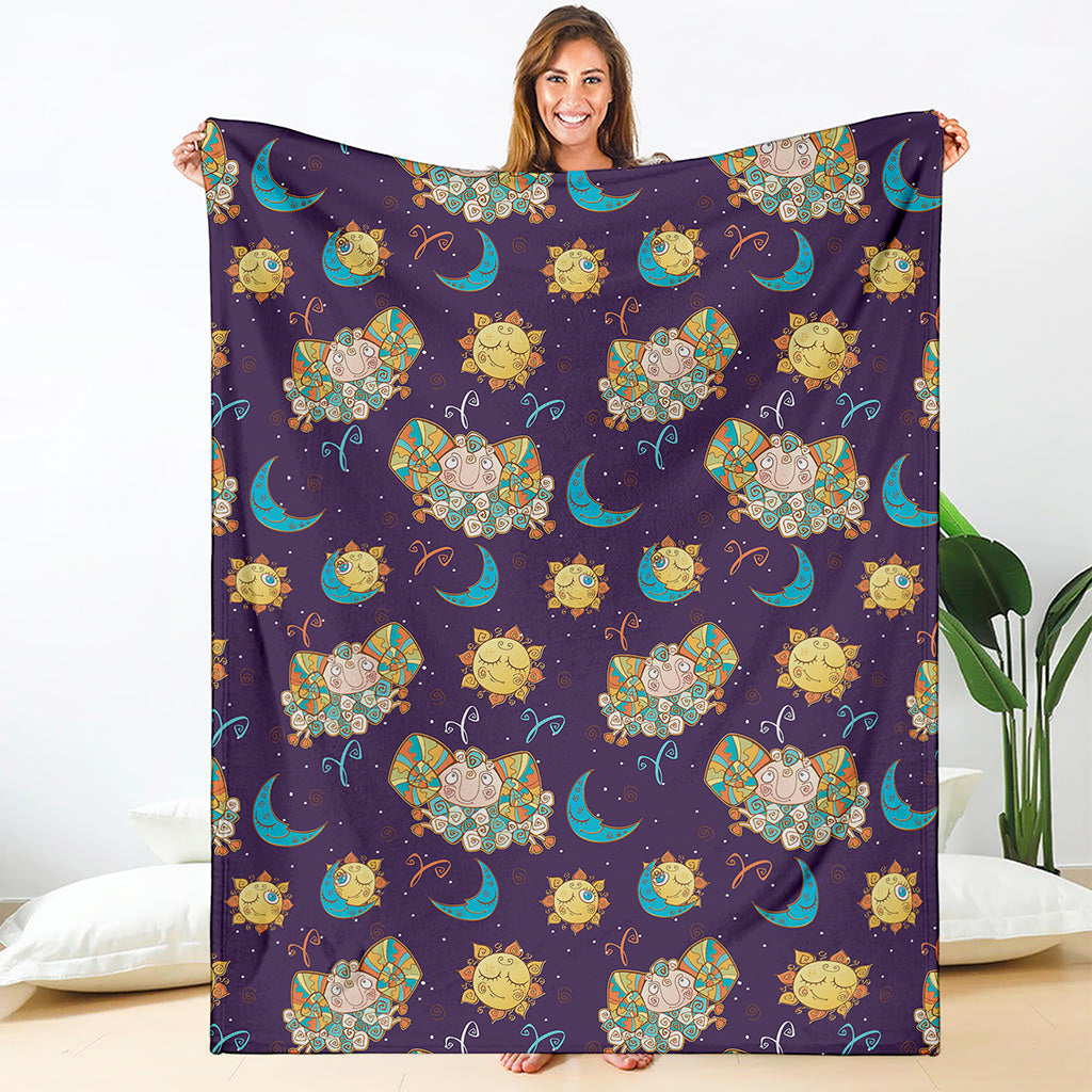 Cute Cartoon Aries Pattern Print Blanket
