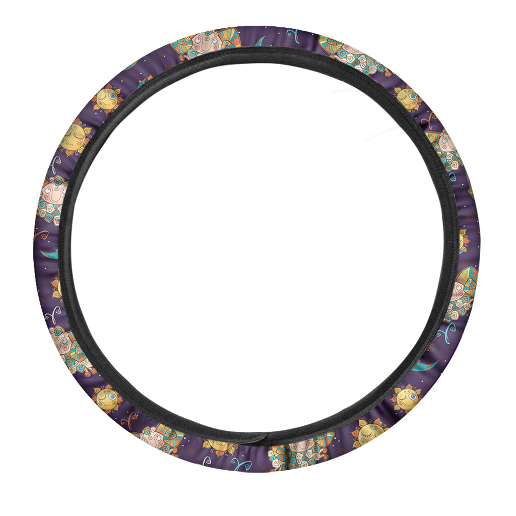 Cute Cartoon Aries Pattern Print Car Steering Wheel Cover