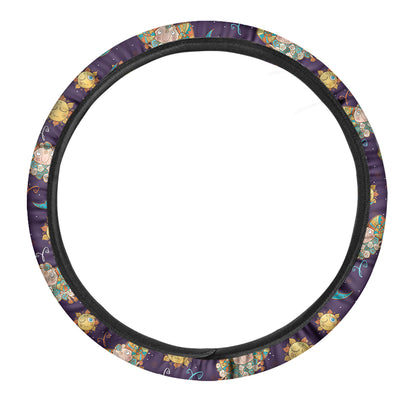 Cute Cartoon Aries Pattern Print Car Steering Wheel Cover