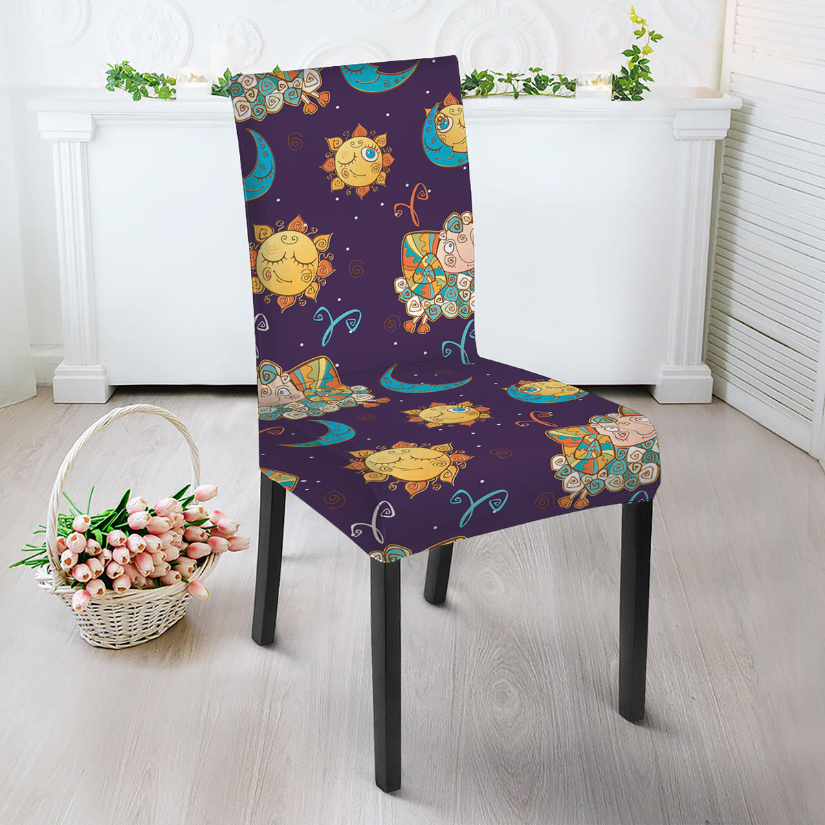 Cute Cartoon Aries Pattern Print Dining Chair Slipcover