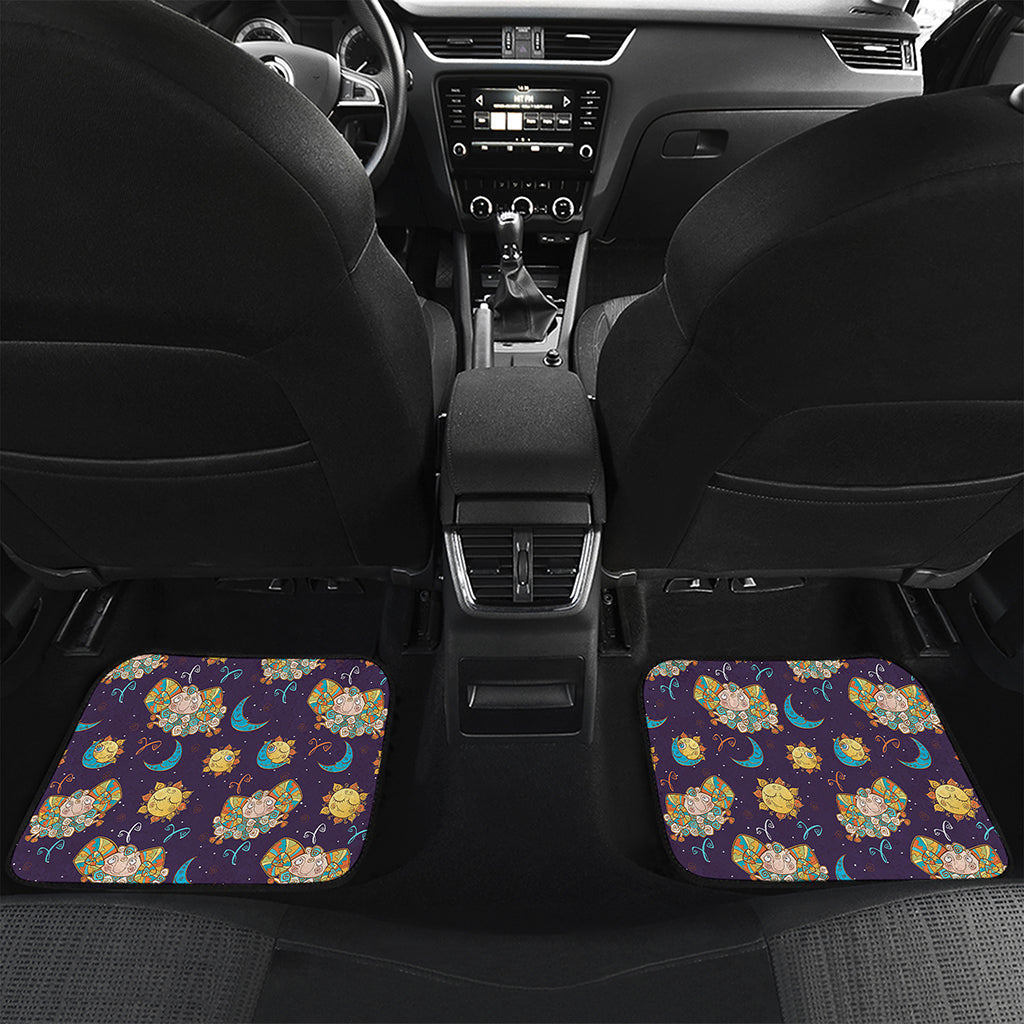 Cute Cartoon Aries Pattern Print Front and Back Car Floor Mats