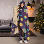 Cute Cartoon Aries Pattern Print Hooded Blanket
