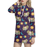 Cute Cartoon Aries Pattern Print Hoodie Dress