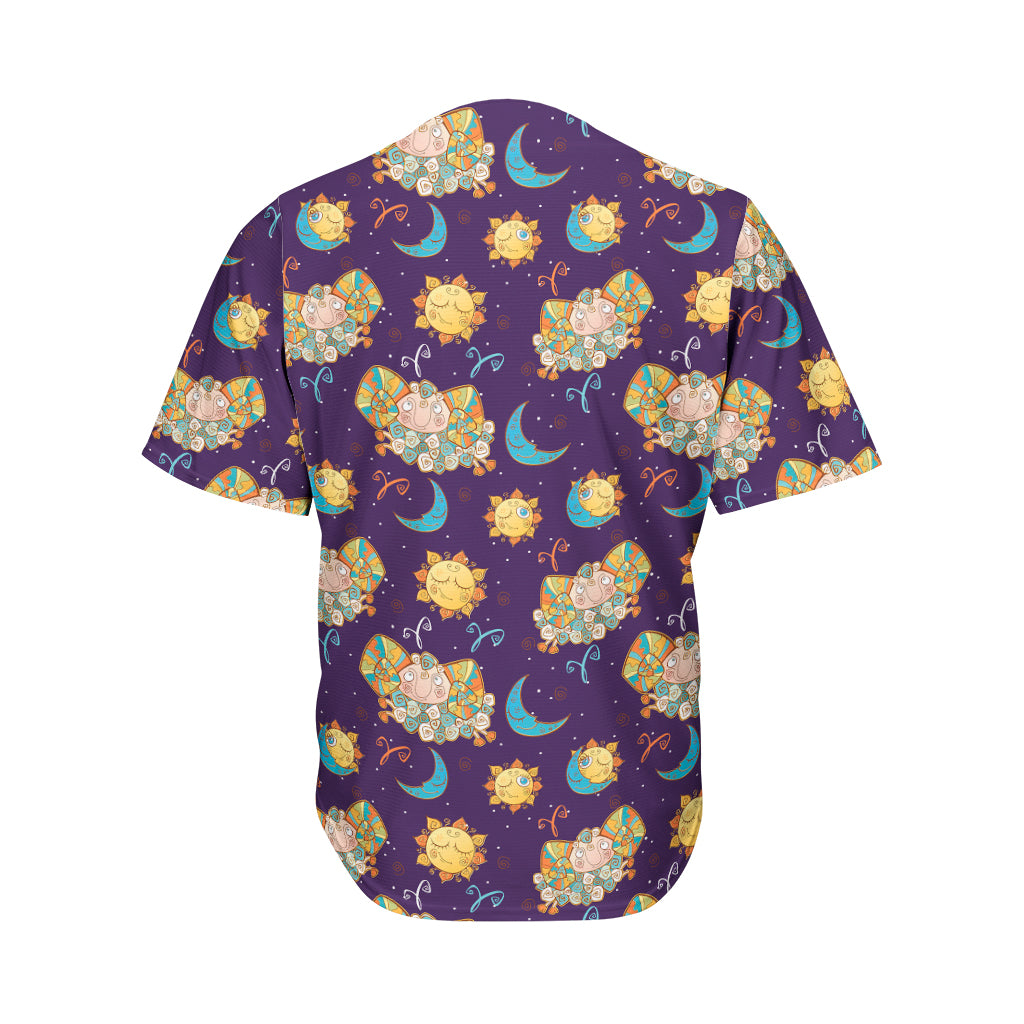 Cute Cartoon Aries Pattern Print Men's Baseball Jersey