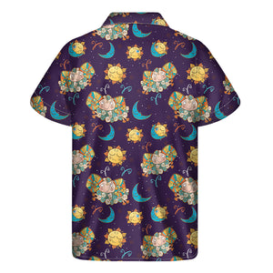 Cute Cartoon Aries Pattern Print Men's Short Sleeve Shirt