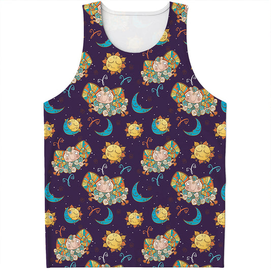 Cute Cartoon Aries Pattern Print Men's Tank Top