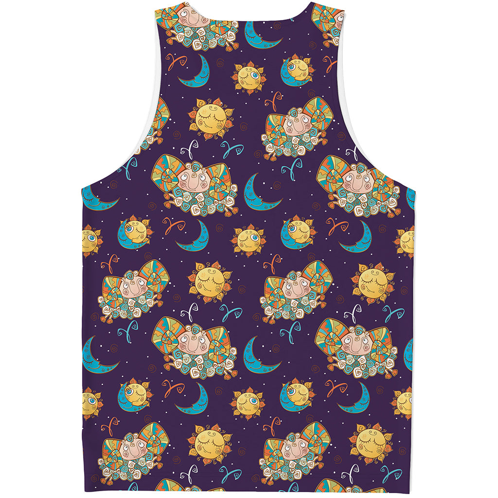 Cute Cartoon Aries Pattern Print Men's Tank Top