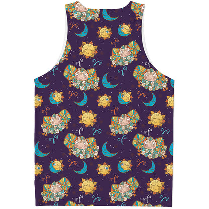 Cute Cartoon Aries Pattern Print Men's Tank Top