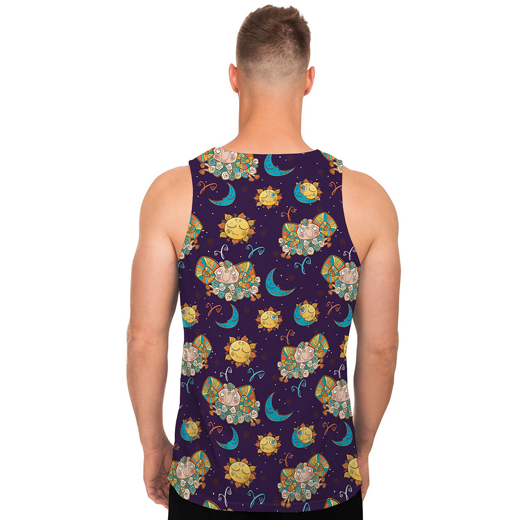 Cute Cartoon Aries Pattern Print Men's Tank Top