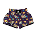 Cute Cartoon Aries Pattern Print Muay Thai Boxing Shorts