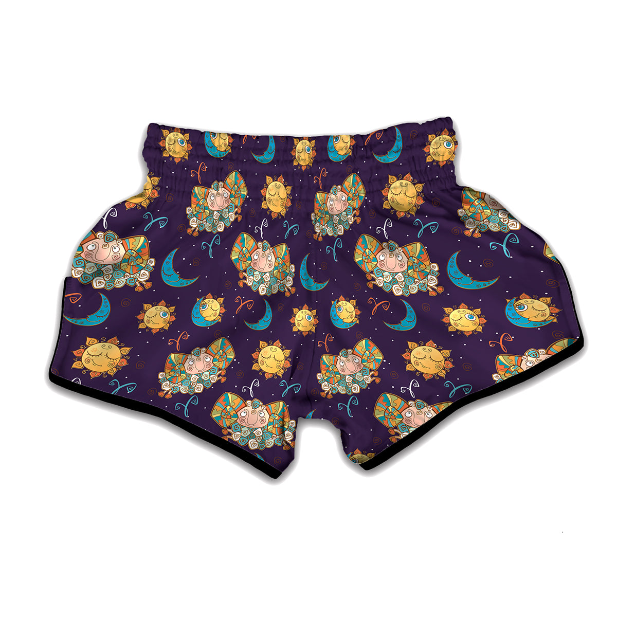Cute Cartoon Aries Pattern Print Muay Thai Boxing Shorts