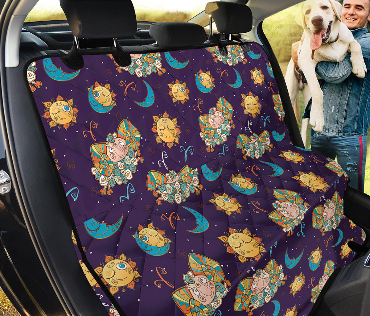 Cute Cartoon Aries Pattern Print Pet Car Back Seat Cover