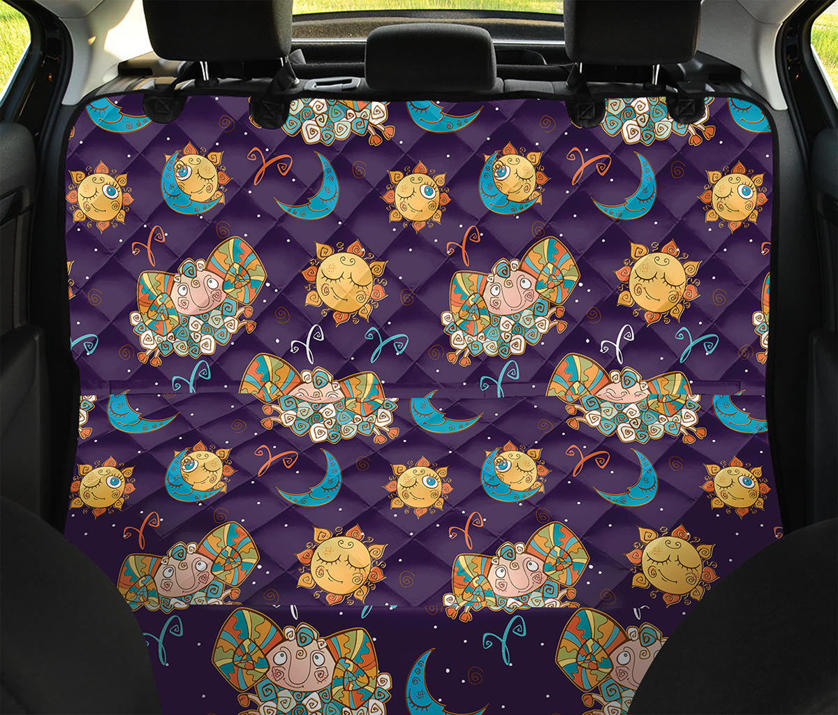 Cute Cartoon Aries Pattern Print Pet Car Back Seat Cover