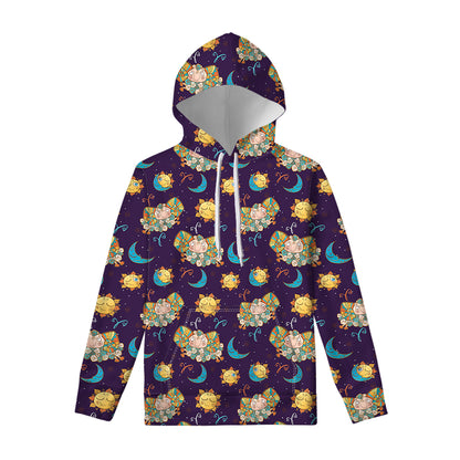 Cute Cartoon Aries Pattern Print Pullover Hoodie