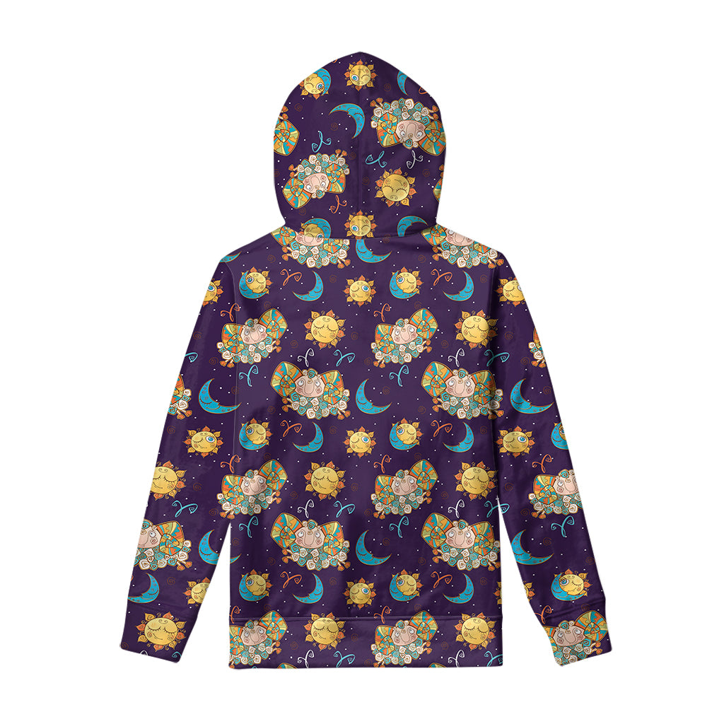 Cute Cartoon Aries Pattern Print Pullover Hoodie