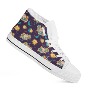 Cute Cartoon Aries Pattern Print White High Top Shoes