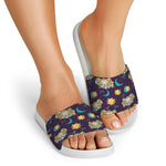Cute Cartoon Aries Pattern Print White Slide Sandals