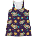 Cute Cartoon Aries Pattern Print Women's Racerback Tank Top