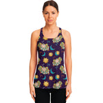 Cute Cartoon Aries Pattern Print Women's Racerback Tank Top