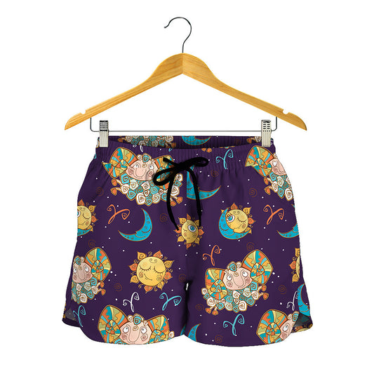 Cute Cartoon Aries Pattern Print Women's Shorts