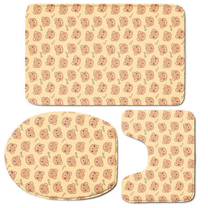 Cute Cartoon Baby Bear Pattern Print 3 Piece Bath Mat Set