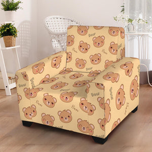 Cute Cartoon Baby Bear Pattern Print Armchair Slipcover