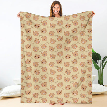 Cute Cartoon Baby Bear Pattern Print Blanket