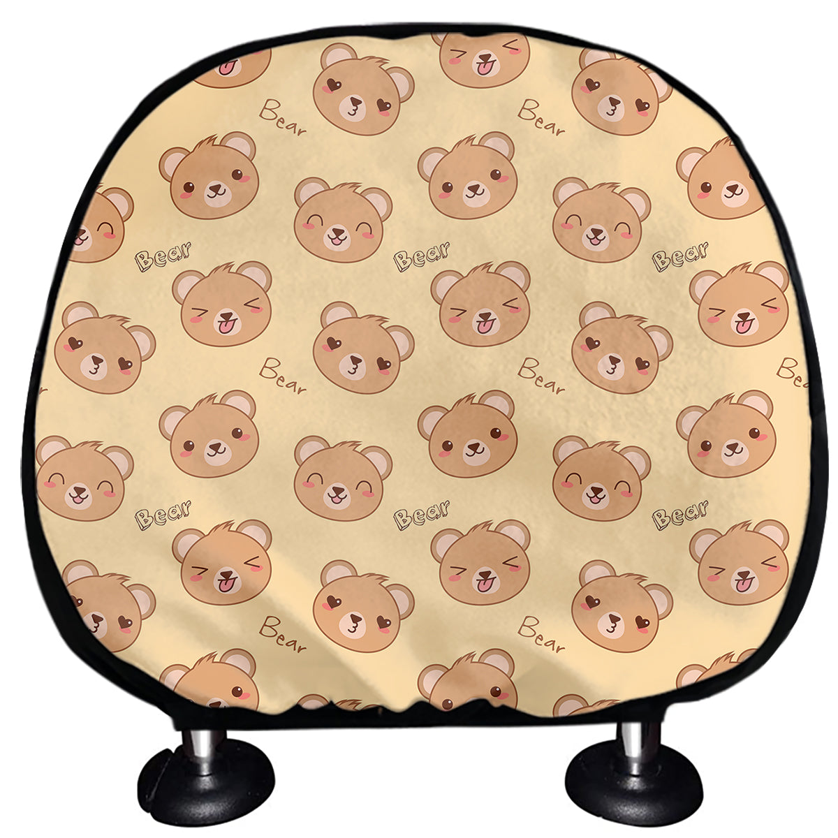 Cute Cartoon Baby Bear Pattern Print Car Headrest Covers