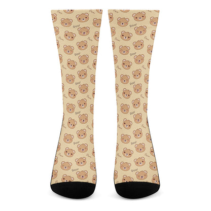 Cute Cartoon Baby Bear Pattern Print Crew Socks