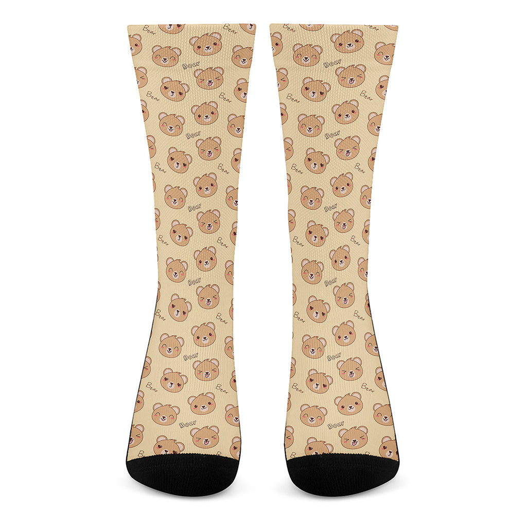 Cute Cartoon Baby Bear Pattern Print Crew Socks