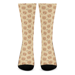 Cute Cartoon Baby Bear Pattern Print Crew Socks