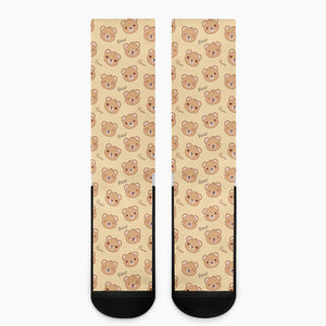 Cute Cartoon Baby Bear Pattern Print Crew Socks