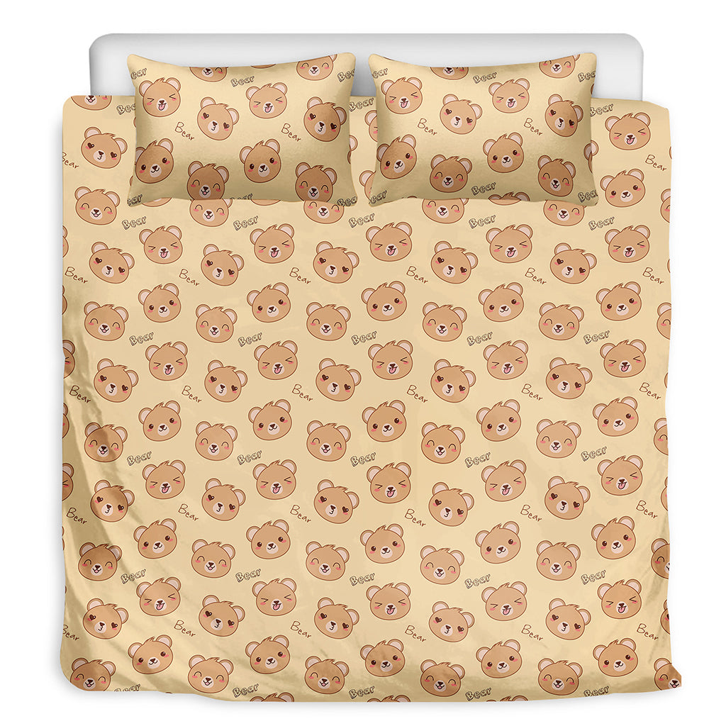 Cute Cartoon Baby Bear Pattern Print Duvet Cover Bedding Set