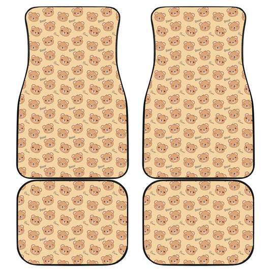 Cute Cartoon Baby Bear Pattern Print Front and Back Car Floor Mats