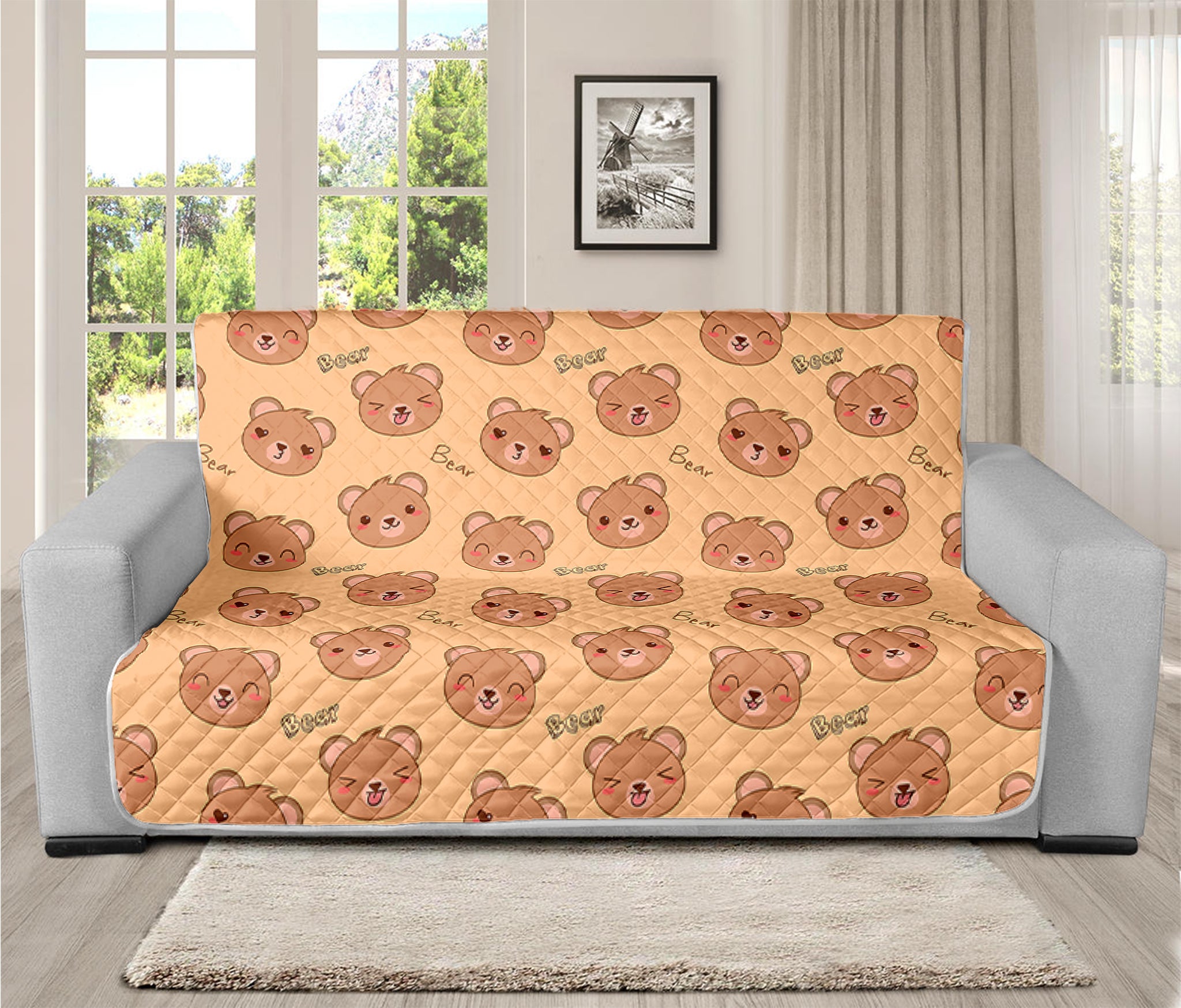 Cute Cartoon Baby Bear Pattern Print Futon Protector