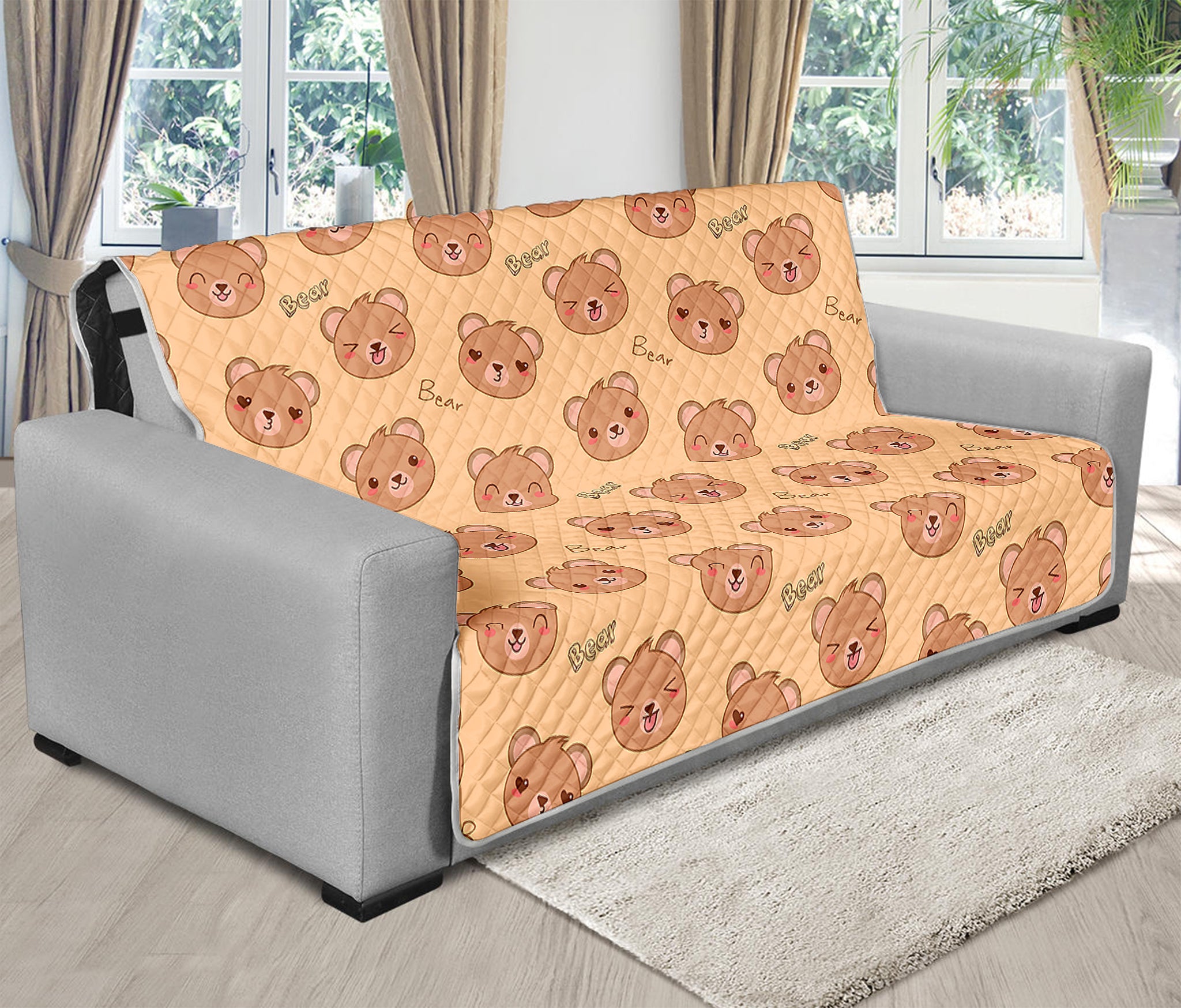 Cute Cartoon Baby Bear Pattern Print Futon Protector