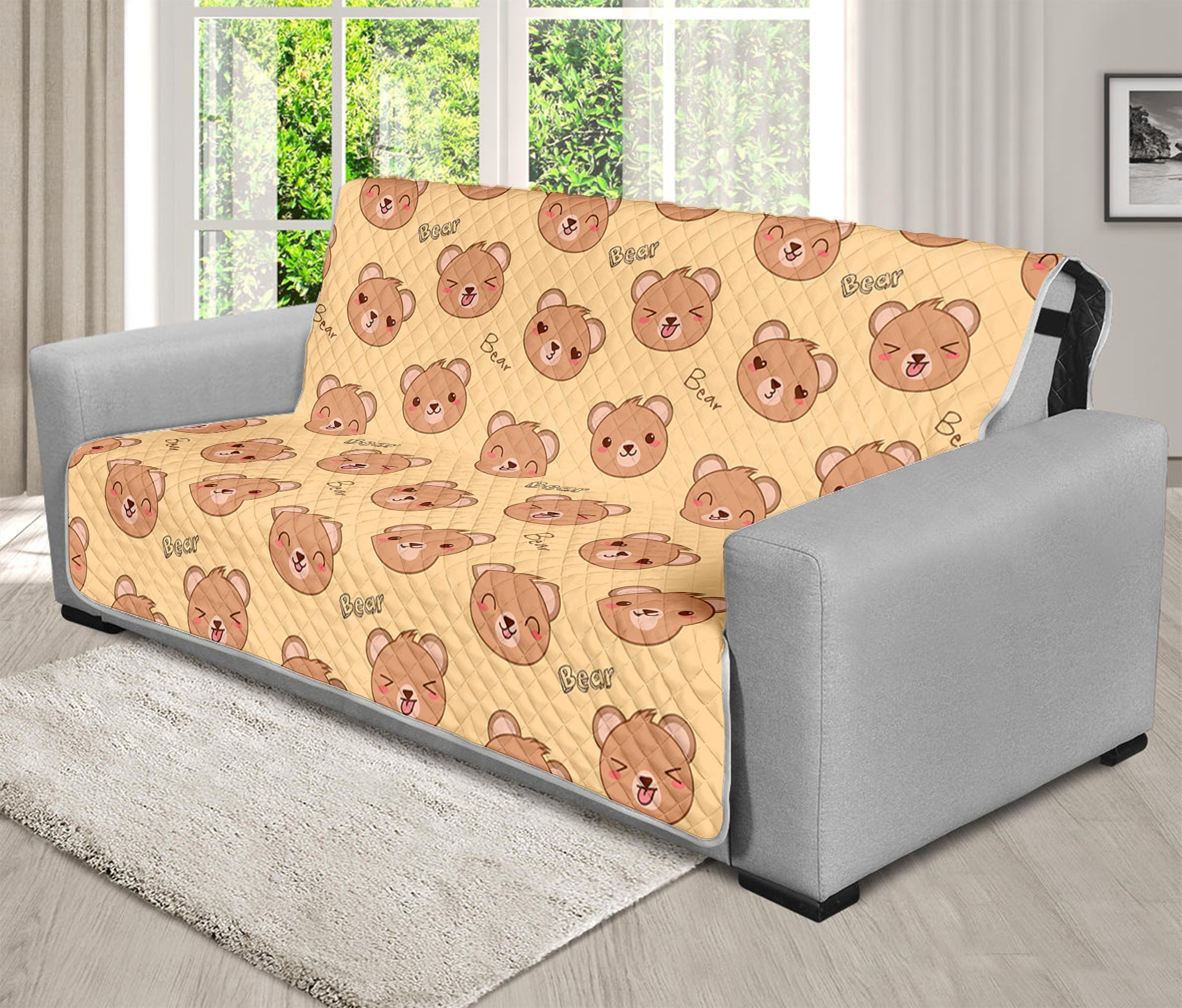 Cute Cartoon Baby Bear Pattern Print Futon Protector