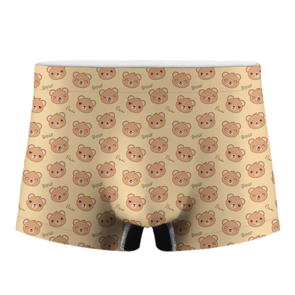 Cute Cartoon Baby Bear Pattern Print Men's Boxer Briefs
