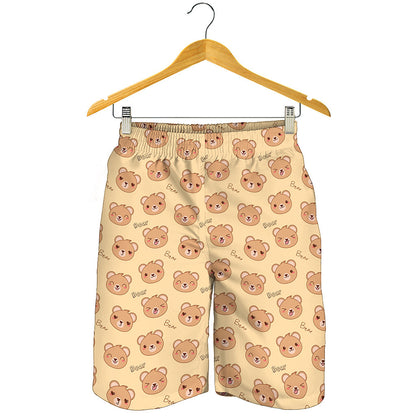 Cute Cartoon Baby Bear Pattern Print Men's Shorts