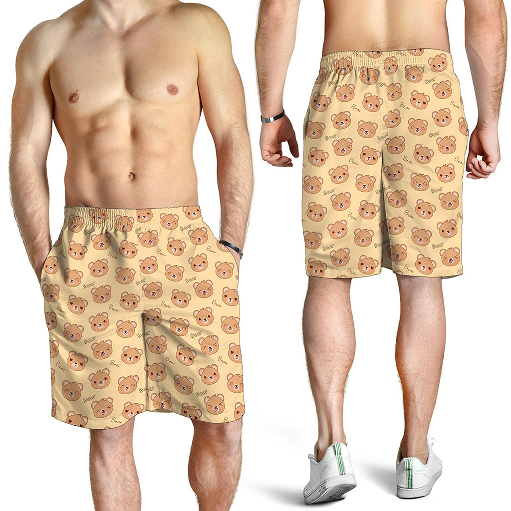 Cute Cartoon Baby Bear Pattern Print Men's Shorts